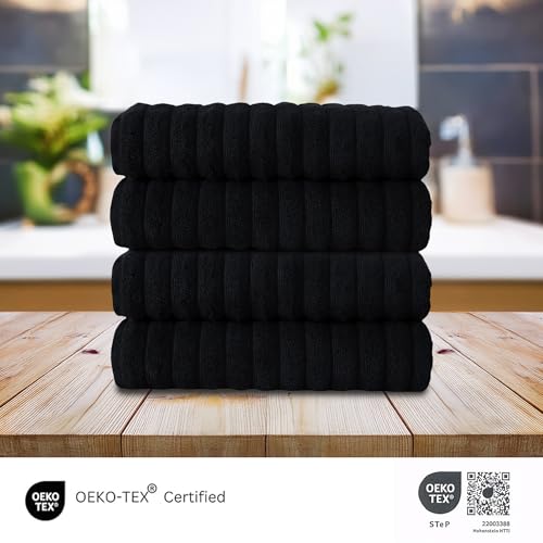Classic Turkish Towels CTT Premium 4 Pack Bath Towels Set, Made with 100% Turkish Cotton, Spa & Hotel, Quick Drying Towels, Absorbent & Comfy | 27"x54" (Black) - color: Black, size: 4-Piece Bath Towel Set