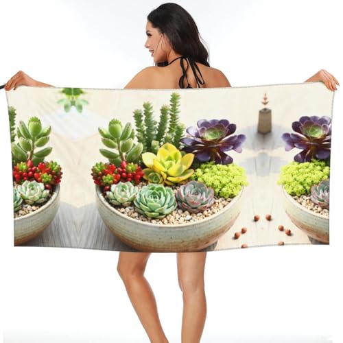 Succulent Potted Plant Quick Dry Bath Towels - Super Soft Bath Towels for Home, Spa, Gym, Travel - color: Succulent Potted Plant, size: 31.5"x63"