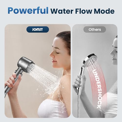 JOMST Filtered Shower Head with Handheld High Pressure Shower Head | 4 Spray Modes ShowerHead with ON/OFF Switch for Pets,Built-in Power Wash to Clean Tub,Shower Heads with Stainless Steel Hose