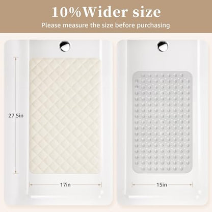 Yolife Bathtub Shower Mat Non Slip, Natural Rubber Bath Tub Floor Liner Mats with Strong Suction Cups for Inside Shower Bathroom, Machine Washable, Soft on Feet, 27.5 x 17 Inch, Beige - color: Beige