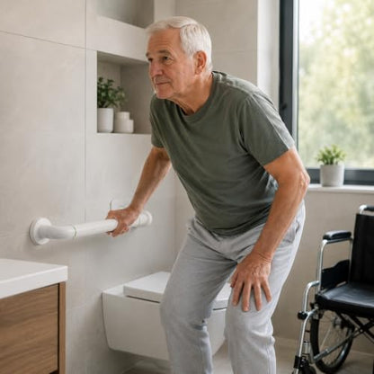Shower Grab Bars for Seniors, 16-Inch Stainless Steel Safety Handle | handicap grab bar | Heavy-duty support | Glow-in-the-dark ring | wall-mounted grab bar | shower safety rail