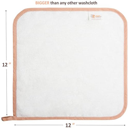 Soft Baby Washcloths Set - Absorbent Natural Baby Wash Cloth for Delicate Skin - 12"x12" Large Baby Bath Washcloths - Newborn Bath Face Towel (White) - color: White