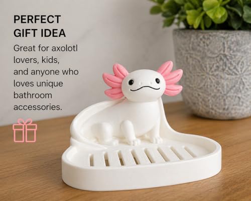 Axolotl Self Draining Soap Dish Cute Decorative Bathroom Soap Holder