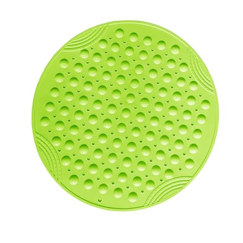 Shower Mat Anti-Slip 21.6'' Round Bathtub Mat with Suction Cups Machine Washable Shower Bath Mat - color: Green