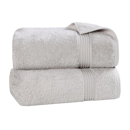 Superior Egyptian Cotton 2-Piece Bath Sheet Towel Set, Oversized Body Towels For Adults And Kids, Large Towel For Bath, Shower, Guest Bathroom, Spa, Gym, Resort, Essentials, Airbnb, Silver
