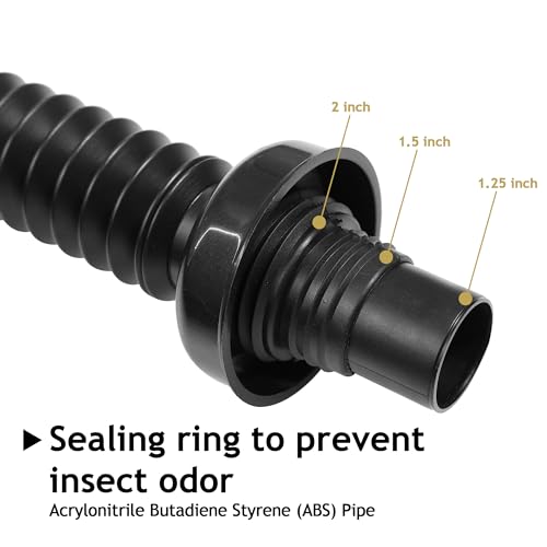 Bathroom Sink Drain Kit, with Flexible Expandable P-Trap Sink Drain Pipe, Fits 1-1/4",1-1/2" and 2'' Drain Hole, Built-in Anti-Clogging Stopper, Anti-Odor Without Overflow - color: Black Without Overflow, style: 1 Pack