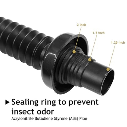 Bathroom Sink Drain Kit, with Flexible Expandable P-Trap Sink Drain Pipe, Fits 1-1/4",1-1/2" and 2'' Drain Hole, Built-in Anti-Clogging Stopper, Anti-Odor Without Overflow - color: Black Without Overflow, style: 1 Pack