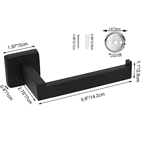 TocTen Toilet Paper Holder-Bathroom Tissue Holder Fit Big Roll Paper, Made of Thicken SUS 304 Stainless Steel, Square Paper Roll Holder Wall Mount Suitable for Bathroom, Kitchen, Office (Black, 6.5) - color: Black-square