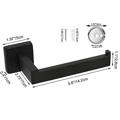 TocTen Toilet Paper Holder-Bathroom Tissue Holder Fit Big Roll Paper, Made of Thicken SUS 304 Stainless Steel, Square Paper Roll Holder Wall Mount Suitable for Bathroom, Kitchen, Office (Black, 6.5) - color: Black-square