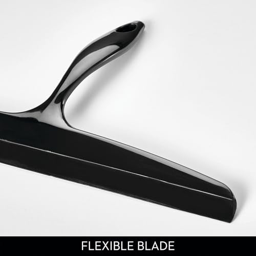 iDesign Bathroom Plastic Shower Squeegee, Black | Wall Hook Included - color: Black, style: Pack of 1