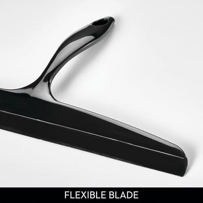 iDesign Bathroom Plastic Shower Squeegee, Black | Wall Hook Included - color: Black, style: Pack of 1