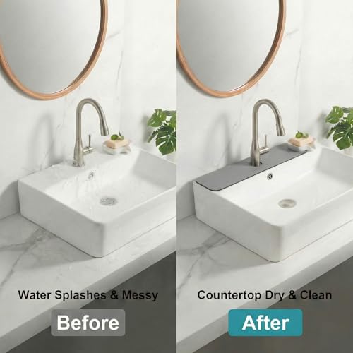 Cuttable Kitchen Sink Faucet Mat: 30" Lx5.5 W Splash Guard with Center Hole | Customizable Absorbent Non-slip Fabric Rubber Mat, Cut to Fit 2,3,4 Holes Irregular Sink with Soap Dispenser Air Gap - size: 30"Lx5.5"W