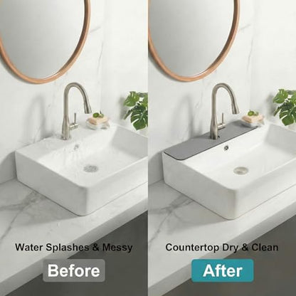 Cuttable Kitchen Sink Faucet Mat: 30" Lx5.5 W Splash Guard with Center Hole | Customizable Absorbent Non-slip Fabric Rubber Mat, Cut to Fit 2,3,4 Holes Irregular Sink with Soap Dispenser Air Gap - size: 30"Lx5.5"W