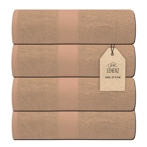 Luxury Bath Towels - 4 Pack Ultra Soft and Absorbent Cotton Bath Towels for Bathroom, Spa, and Hotel Use - Quick-Dry and Durable Towels Set 27x54'' (Beige) - color: Beige, size: Bath Towels (27"x54") Pack of 4