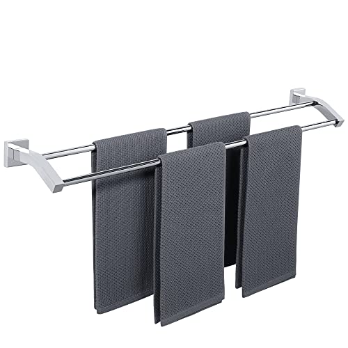 Alise Double Bath Towel Bar, 32" Towel Racks for Bathroom, Polished Chrome | SUS304 Stainless Steel Bathroom Towel Holder, Quick Drying Towel Hanger Towel Rod Wall Mounted - color: Polished Chrome, size: 32-Inch (2-Bars)