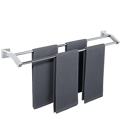 Alise Double Bath Towel Bar, 32" Towel Racks for Bathroom, Polished Chrome | SUS304 Stainless Steel Bathroom Towel Holder, Quick Drying Towel Hanger Towel Rod Wall Mounted - color: Polished Chrome, size: 32-Inch (2-Bars)