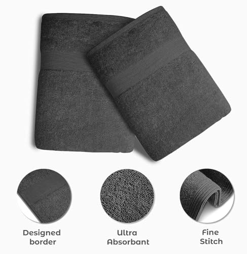 Luxury Bath Towels Set of 4 (27” x 54”) | Towels for Bathroom | Super Soft | Highly Absorbent Towels for Home, Spa, Gym (Grey) - color: Grey