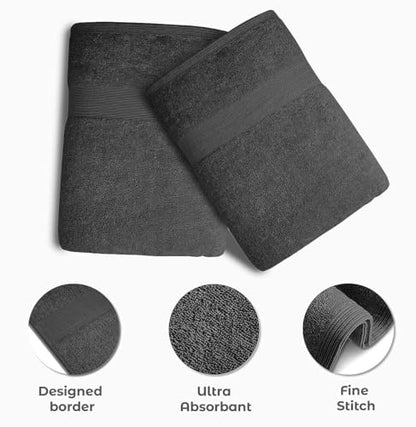 Luxury Bath Towels Set of 4 (27” x 54”) | Towels for Bathroom | Super Soft | Highly Absorbent Towels for Home, Spa, Gym (Grey) - color: Grey