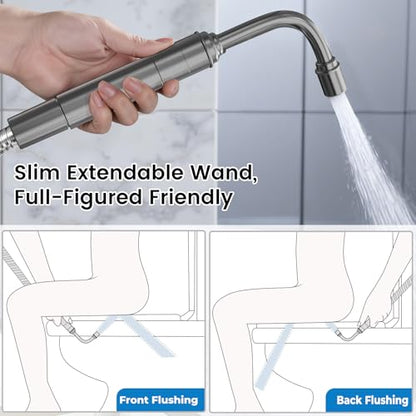 Handheld Toilet Bidet Sprayer for Toilet - Adjustable Flush Angle & Water Pressure for Bathroom Diaper Shower, All Brass Handheld Bidet Sprayer with Superior Complete Spray Hoses Kit (Grey) - color: Gray