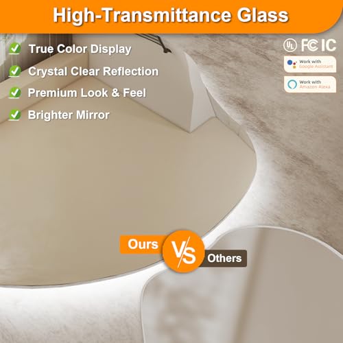Smart Cloud Mirror for Bathroom, 24''x 32'' LED Backlit Mirror | Anti-Fog, Stepless Dimmable Lights, 3 Color Modes, Shatter-Proof Tempered Glass