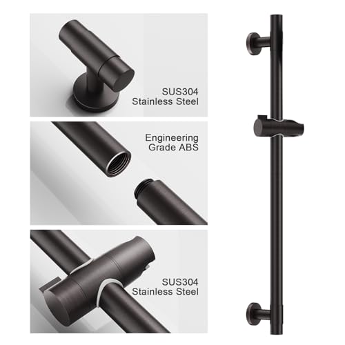 Shower Slide Bar Handheld Shower Head with Hose, 5-Function Hand Shower with Wall Mount，shower slide bar,adjustable height shower head (A-round, ORB) - color: ORB