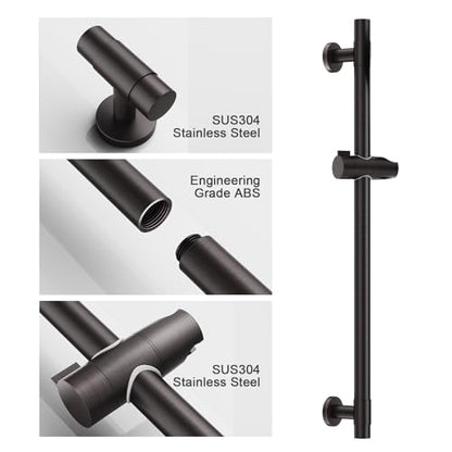 Shower Slide Bar Handheld Shower Head with Hose, 5-Function Hand Shower with Wall Mount，shower slide bar,adjustable height shower head (A-round, ORB) - color: ORB