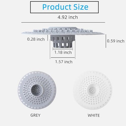 White Drain Hair Catcher Shower Drain Cover Hair Catcher Bathtub Drain Hair Catcher Silicone Tub Hair Catcher Drain Protector - color: White