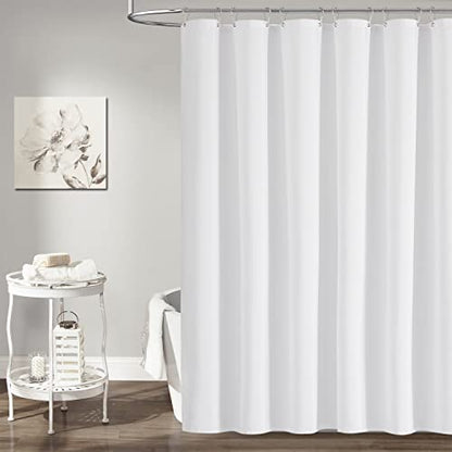 Extra Long Linen Textured Waterproof Shower Curtain Set, 72x96, White | Extra Tall Size, 230GSM Polyester, Heavy Duty Cloth, Weighted Hem, 12 Plastic Hooks, Modern Hotel Style, Machine Washable - color: White, size: 72"W x 96"L (Pack of 1)