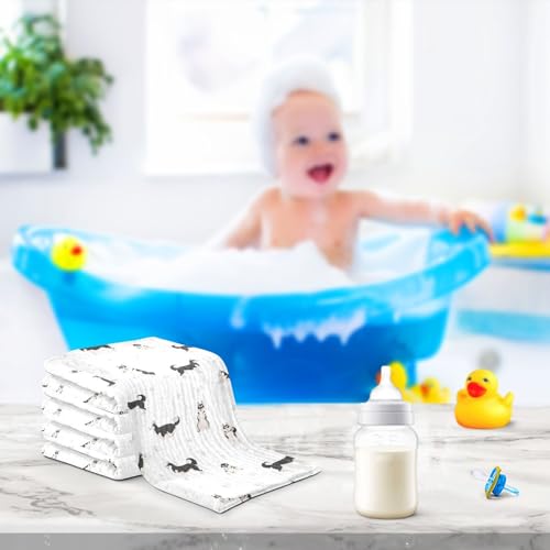 Baby Siberian Husky Dog Muslin Washcloths 3 Pack - Muslin Burp Cloths Hanky Large 11.8"X11.8" Extra Soft Absorbent Baby Burp Rags for Newborn 100% Cotton for Boys Girls Gift - size: one sizex3