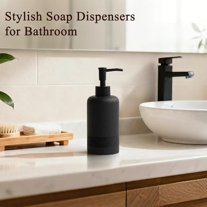 2pcs/Set Hand Soap Dispenser Sets - 10.8oz Refillable Resin Liquid Soap Dispensers with Rust-Proof Pump for Bathroom Countertop or Kitchen, Classic Black - color: Black