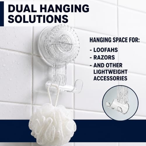 HOME&I Suction Cup Razor Holder for Shower, 2 Pack, No-Drill Double Hooks - style: Twist Lock+Double Hook