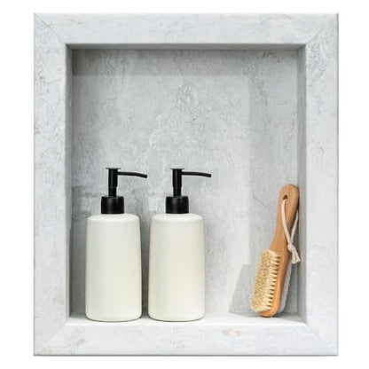 Palisade 17.5 in x 15.5 in Vinyl Shower Niche Polar Frost | Waterproof Shower Insert - color: Polar Frost