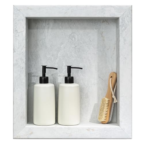 Palisade 17.5 in x 15.5 in Vinyl Shower Niche Polar Frost | Waterproof Shower Insert - color: Polar Frost
