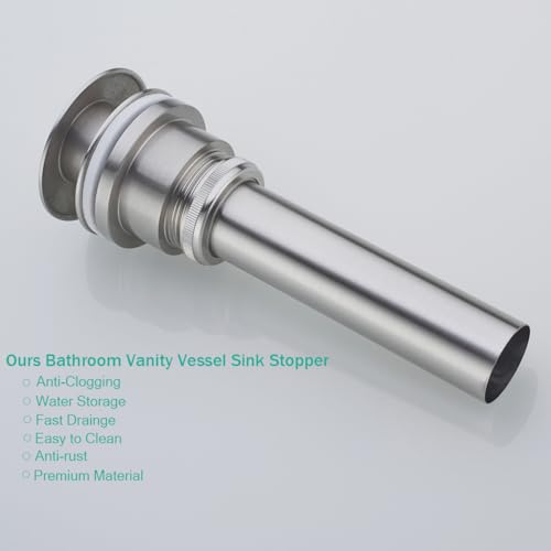 Bathroom Sink Drain With Overflow and Without Overflow Vessel Sink Lavatory Vanity Dual Use Pop Up Drain Stopper,All Metal Rustproof Brass and 304 Stainless Steel,Brushed Nickel - color: Brushed Nickel