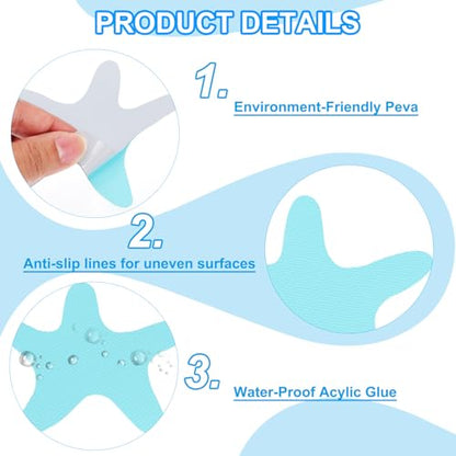 PATIKIL Bathtub Non Slip Stickers 3.86x3.86 Inch, 6 Pack Starfish Safety Shower Floor Anti Slip Stickers with Adhesive Decals Scraper for Bath Tub Shower Floor Stair, Blue - color: Blue