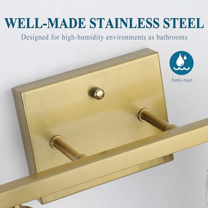 Mecgirn Stainless Steel Bathroom Vanity Light Over Mirror, 2 Light Brushed Gold Bathroom Light Fixtures with Textured Glass Shades, Modern Vanity Lighting Wall Mount - color: Brushed Gold, size: 2 Light
