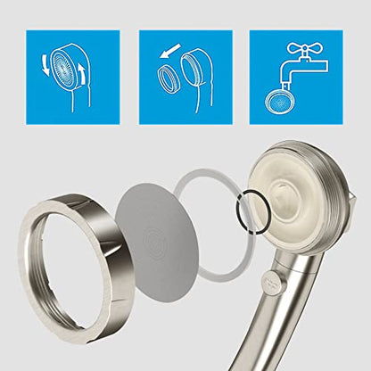 Drill-Free High Pressure Handheld Shower Head with ON/OFF Switch, 3 Spray Modes - Brushed Nickel | 3 Spray Modes with ON/OFF Switch, Detachable Dog Shower Attachment, Pet Shower Wand with Bracket & Hose, Brushed Nickel - color: Brushed Nickel