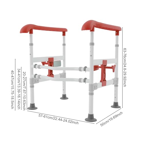 Toilet Safety Rails for Seniors Heavy Duty Toilet Safety Frame, 330Lbs Carbon Steel Adjustable Height and Width, Toilet Grab Bar Arms for Elderly Disabled & Shower, Orange