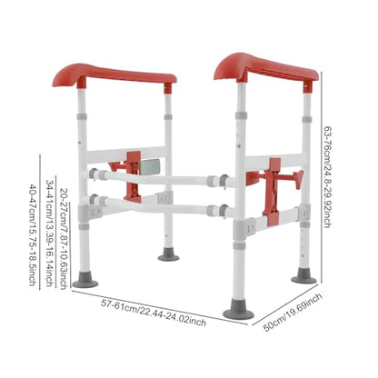 Toilet Safety Rails for Seniors Heavy Duty Toilet Safety Frame, 330Lbs Carbon Steel Adjustable Height and Width, Toilet Grab Bar Arms for Elderly Disabled & Shower, Orange