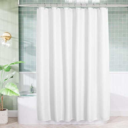 AmazerBath White Shower Curtain 80 Inches Long, Waffle Shower Curtain 72x80 Inches, Long Shower Curtain Fabric, Heavy Duty 240GSM, Hotel Quality, Bathroom Curtain, Premium Polyester - color: White, size: 72"W x 80"L (Pack of 1)
