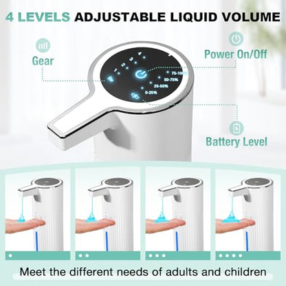 Monstake 2 Pack Automatic Soap Dispenser, Touchless Rechargeable | 4 Gears Adjustable Liquid Hand Dish Soap Dispenser for Kitchen Sink Bathroom White