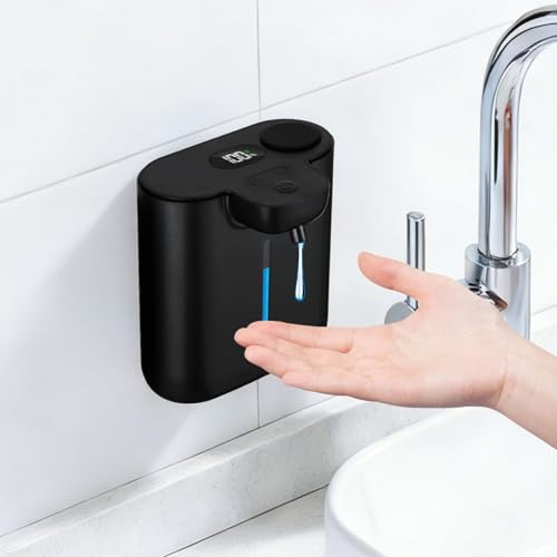 RYTOXILO Automatic Soap Dispenser Touchless, 9 Levels Soap Dispenser Wall Mount, 16.9oz/500ml Automatic Hand Soap Dispenser for Bathroom, Plastic Electric Dish Soap Dispensers for Kitchen, Black