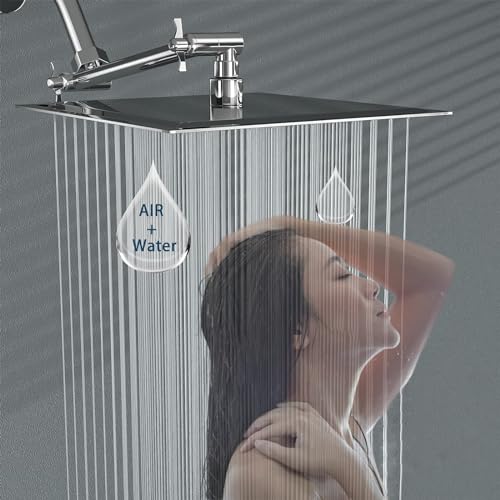 Rain Shower head, High Flow Stainless Steel Square Rainfall ShowerHead, Waterfall Bath Shower Body Covering, Ceiling or Wall Mount (10" Chrome Finish) - size: 10 Inch