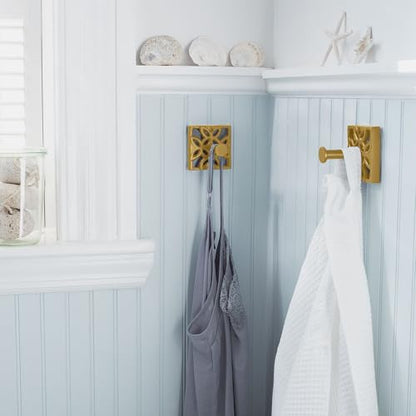 Autumn Alley 5-Piece Bathroom Hardware Set – Antique Gold (Muted, Brushed Finish – Not Shiny), Wall Mounted Towel Bar, Towel Ring, Toilet Paper Holder & Robe Hooks, Bathroom Accessories Set Complete - color: Antique Gold (Muted)