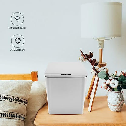 Automatic Small Countertop Trash Can with Lid, 1.5 Gal/6L Toucheless Mini Waste Bin for Office Desk/Bedside Table/Coffee Bar -Batteries, Grey - style: 6 Liter - Grey