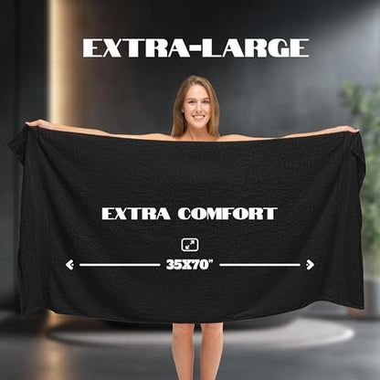 White Classic Luxury Soft Black Bath Sheet Towels - 650 GSM Cotton Luxury Bath Towels Extra Large 35x70 | Highly Absorbent and Quick Dry | Hotel Collection Extra Large Bath Towels Oversized, 2 Pack - color: 04: Black