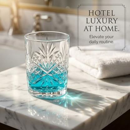 Godinger Bathroom Tumbler Cup Glass, Water Glass, Toothbrush Holder - Dublin Crystal Collection, 8oz - size: 8 Ounces