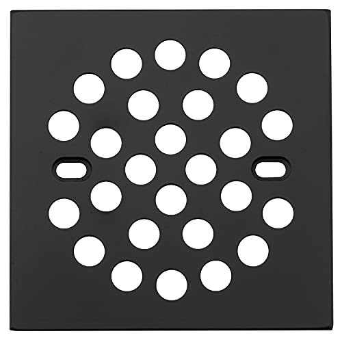 RRAJJ Square Improve 4-1/4 Inch(108mm*108mm) Screw-in Shower Floor Drain Grate Strainer (Black) - color: Black