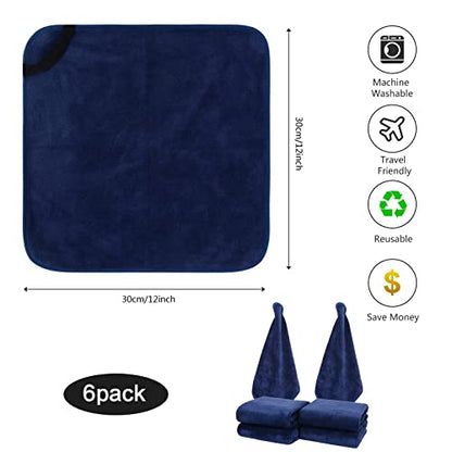 Microfiber Facial Cloths Fast Drying Washcloth 12inch x 12inch (6pack, Navy Blue) - color: Navy Blue, size: 1 Count (Pack of 6)