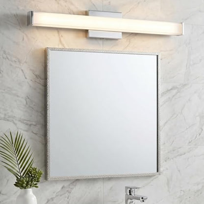 URSOLA 36" Modern LED Bathroom Light Fixtures, Chrome 3CCT Dimmable Bathroom Vanity Light Over Mirror, Bathroom Vanity Bath Bar Lights with Double Layer Acrylic Shade - color: Chrome, size: 36inch